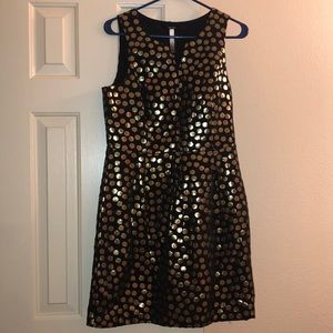 Black and gold short sleeve dress